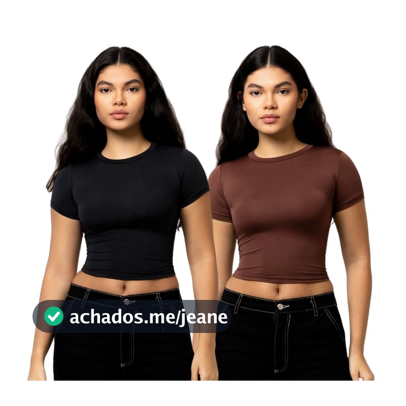 Kit 2 Baby Tee Feminina Blusa Básica Manga Curta Slim Fit Camiseta Baby Look Várias Cores