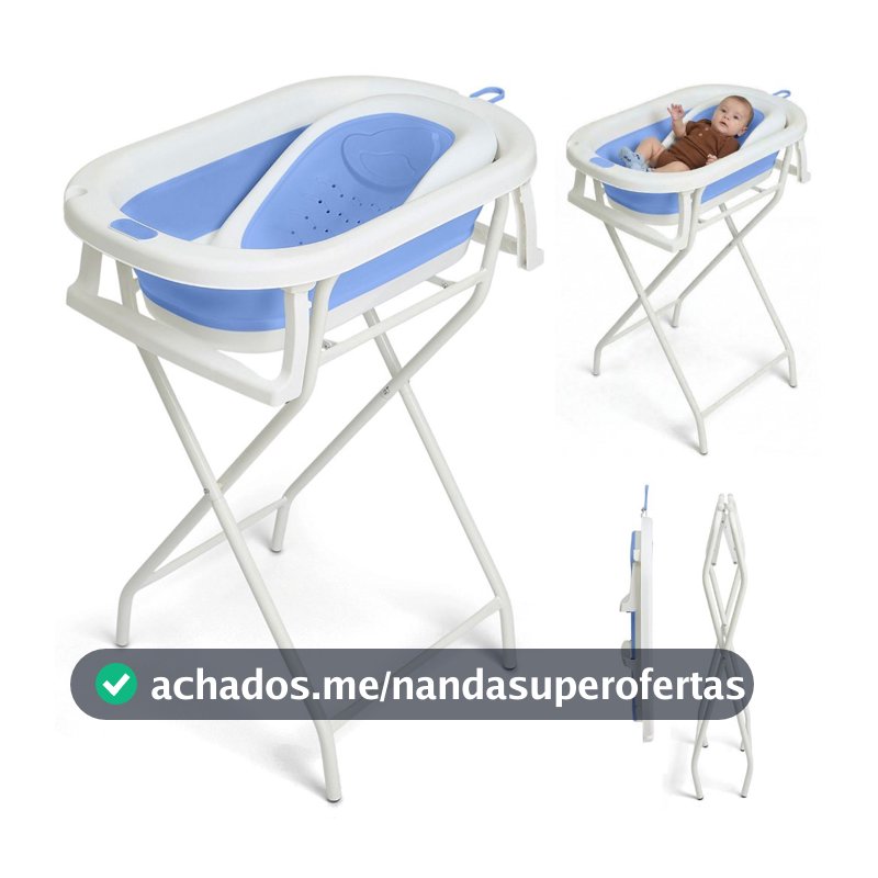 Banheira de Bebe com Suporte e Encosto Kit Dobrável 3 em 1 até 44 litros  Pipdip