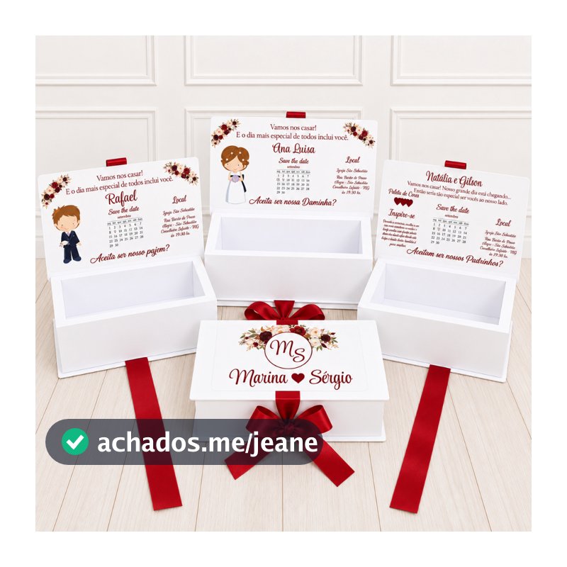 Caixas P - Personalizadas para Padrinhos de Casamento – Convite, Lembrança, Batizado, Daminha, Madrinha