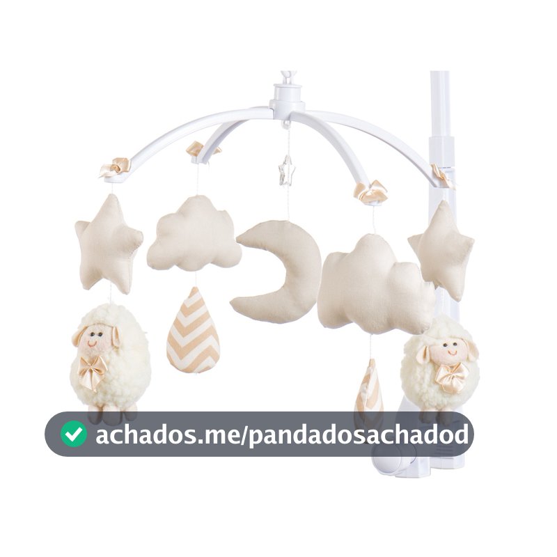 Móbile Berço Bebê Musical E Giratório Ovelinha Bege Envio Imediato