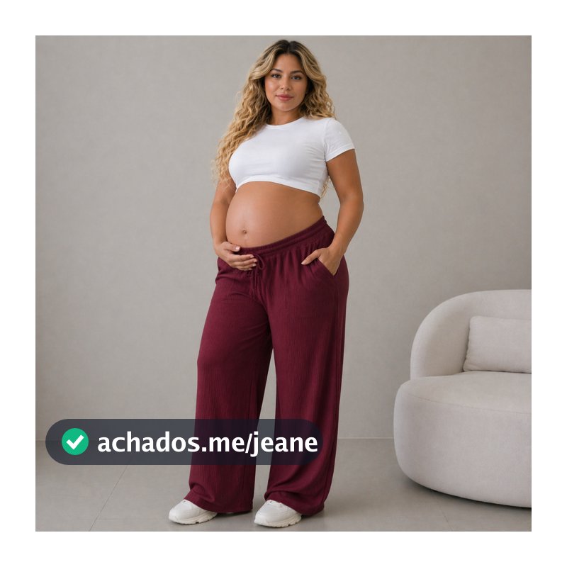 Calça Glamor  Pantalona Canelada CINTURA ELASTICA PARA GRAVIDINHAS .