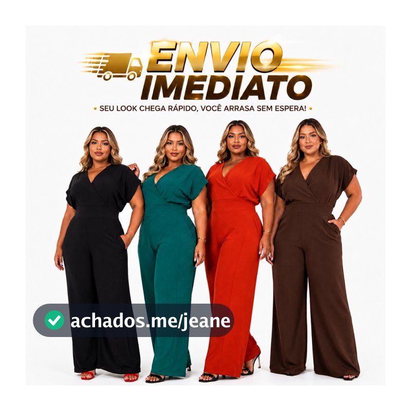 Macacão Longo Plus Size Luxo Tecido Dunas Liso Verão Eventos Casual Elegante Envio Imediato