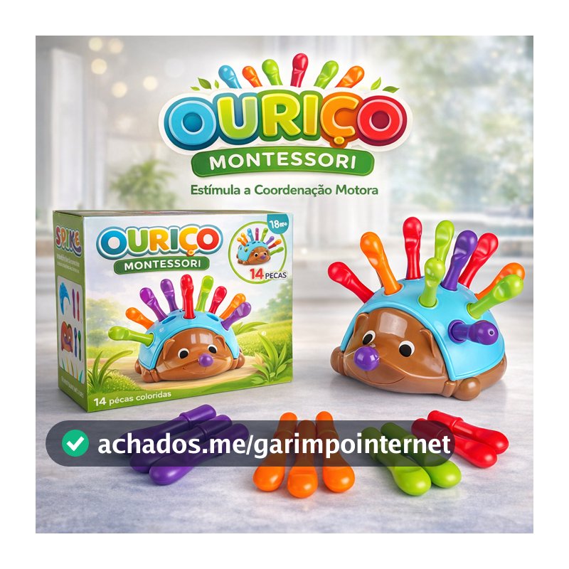 Brinquedo Educacional Bebê Ouriço Montessori Encaixar e Montar Sensorial Coordenação Motora