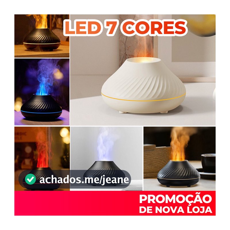Umidificador Difusor Aromatizador  130ml Ultrassônico Estilo Branco com Led 7 cores com controle