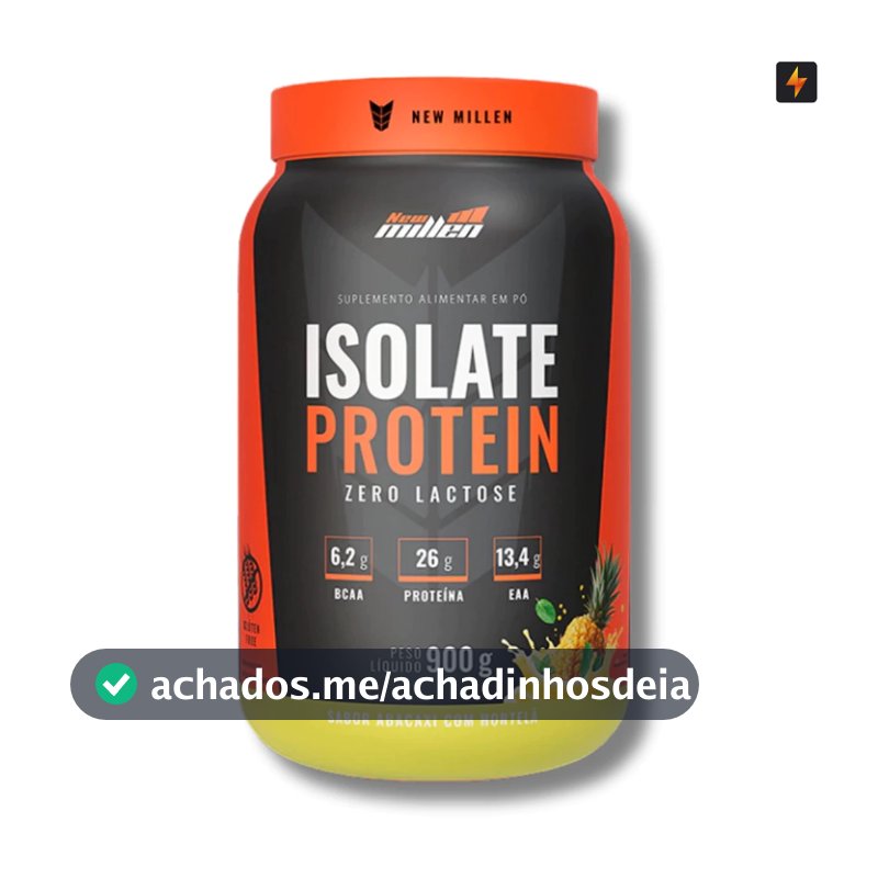 Whey Isolate Protein 900g Zero Lactose Zero Carboidrato 26g Proteínas - New Millen