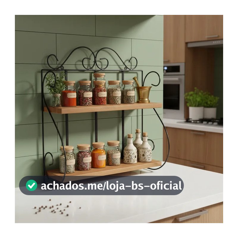 Prateleira Porta Condimentos Rustica 2 Andares 60x15