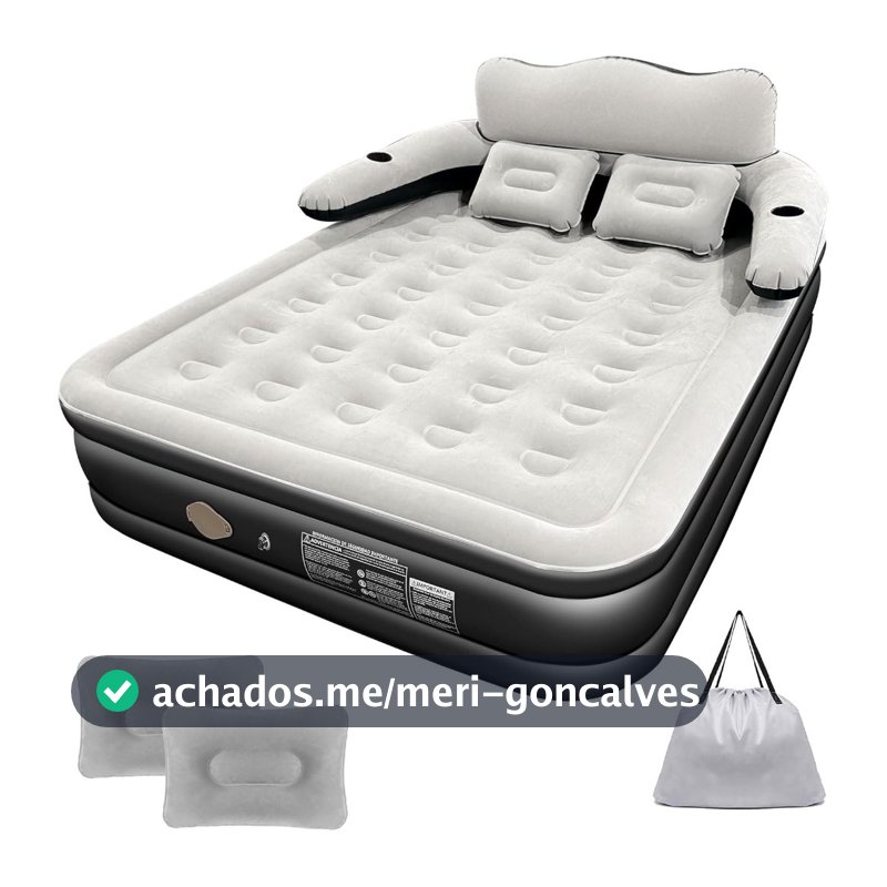 Colchão Inflável Queen Casal  com Encosto e Bomba Elétrica Embutida Cama De Campanha
