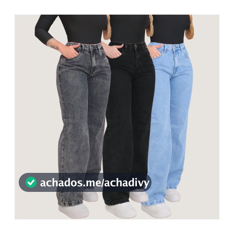 Calça Wide Leg Jeans Feminina Cintura Alta Moderna Casual Urbana Streetwear -  Opções de compra com 1, 2 ou 3 peças