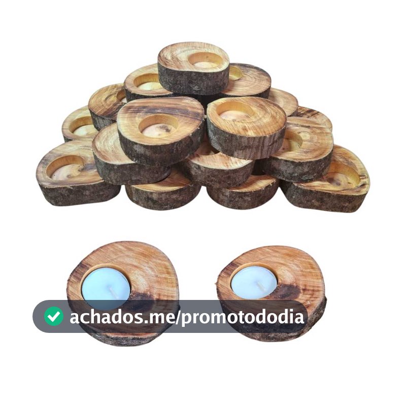 Kit 10 Porta Vela Lembrancinha Casamento Batizado Castiçal de Vela Madeira Decorativo Rústico Velas