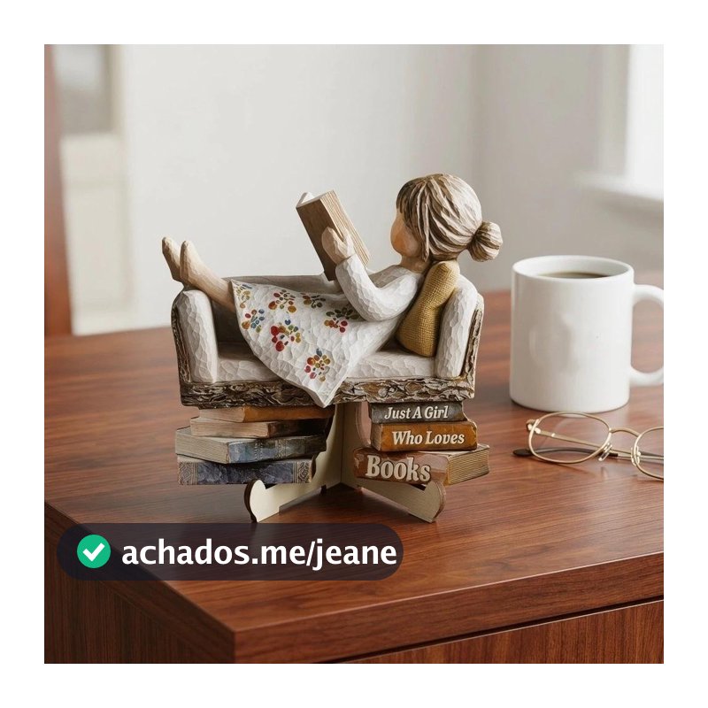 Estátuas De Amantes De Livros , Apenas Uma Garota Que Ama Com Estatueta De Menina De Leitura Em Suporte , Vintage