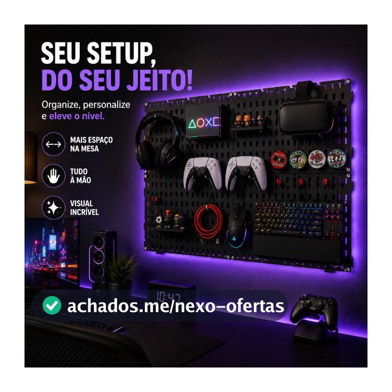 Painel Pegboard Organizador Setup Gamer 59x35 + Brindes
