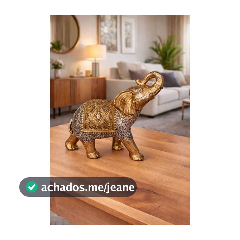 Elefante Mosaico Decorativo Estante Dourado