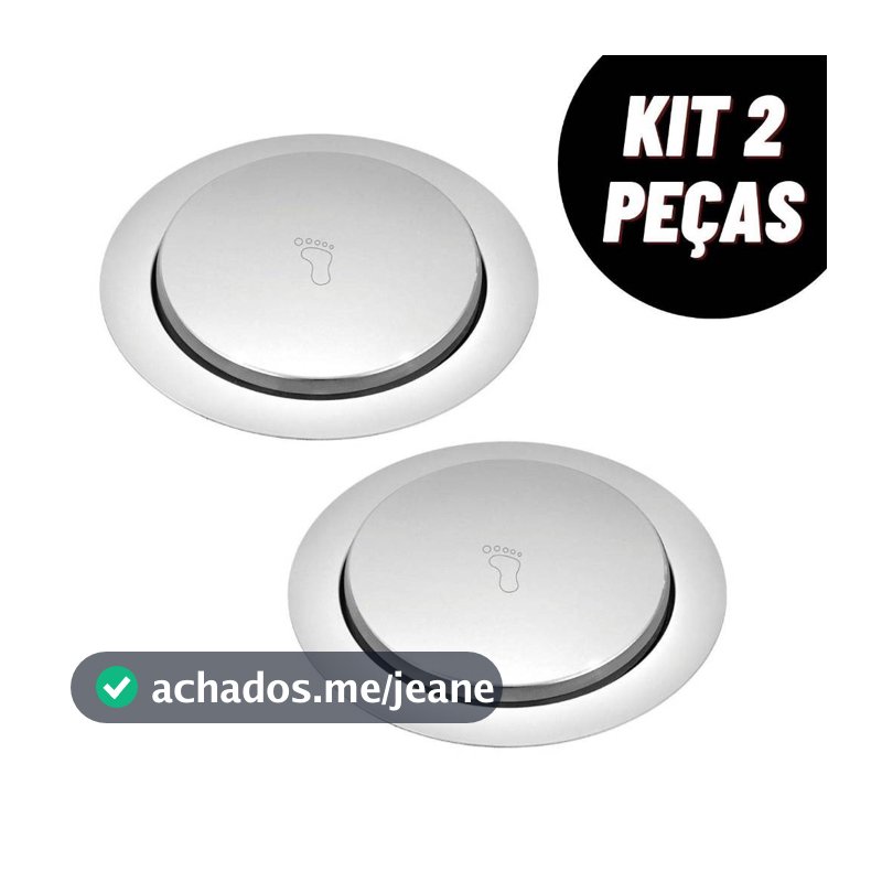 Kit Ralo Inteligente Click Redondo Prata 10x10 15x15 Cm Inox Banheiro Lavabo Veda Cheiro