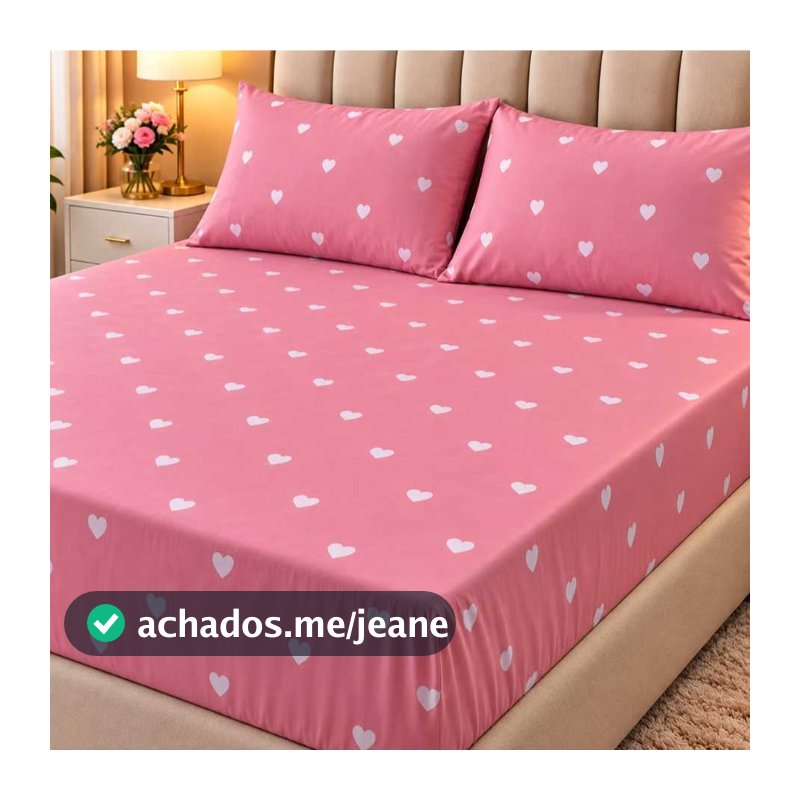 Jogo de Cama Casal Box 3 Peças com Elástico Toque Macio Estampado + 2 Fronhas