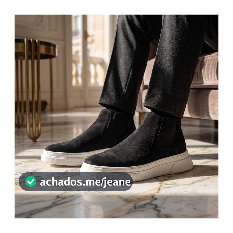 Botina Masculina Urbana Casual Elástico Solado Alto Conforto Dia A Dia Sapato Chelsea Bota Coturno