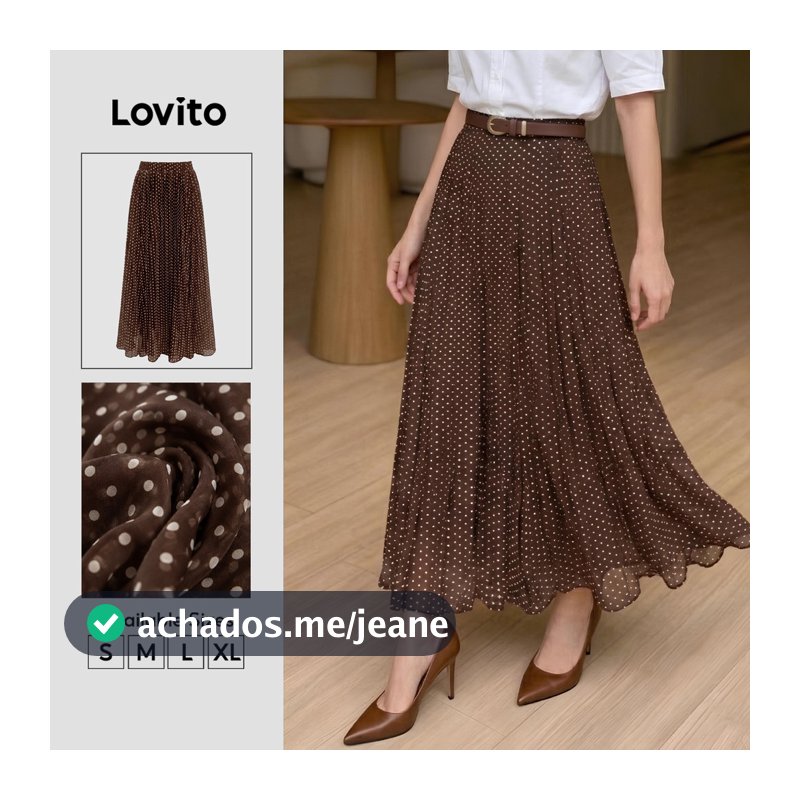 Lovito Saias Casuais De Chiffon Marrom Primavera/verão Para Mulheres SKK8BR221