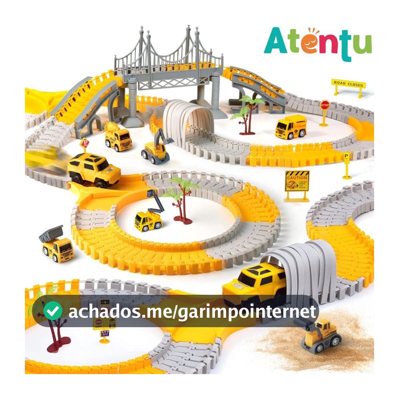 Pista de Carrinhos Construção com 98, 180 e 345 Peças Brinquedo Infantil com Carrinho