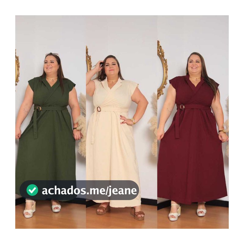 VESTIDO LONGO PLUS SIZE FEMENINO CON CINTO AJUSTÁVEL
