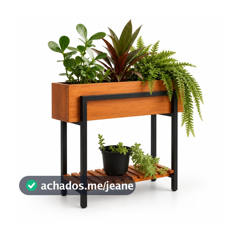 Floreira para Plantas Caixote em Ferro e Madeira Linha Artesanal