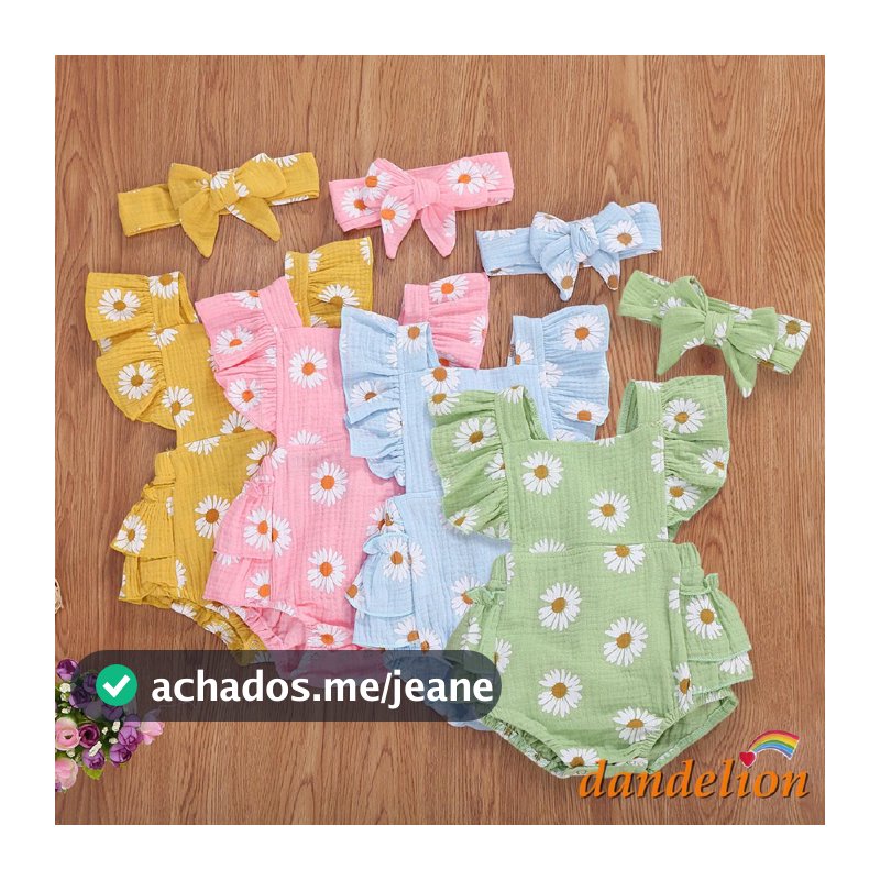 - Conjunto De Roupa Infantil Feminino Respirável Com Estampa Daisy E Mosca + Laço