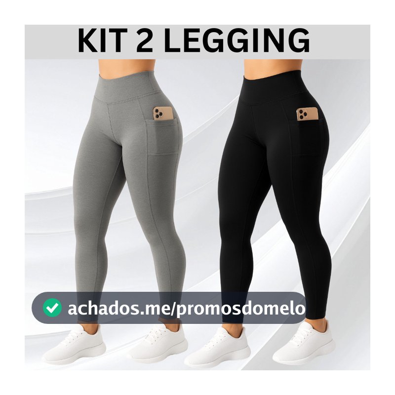 Kit 2 Calça Legging Feminino Bolso lateral Feminina Suplex Cós Largo Academia Fitness Crossfit Verão 2026