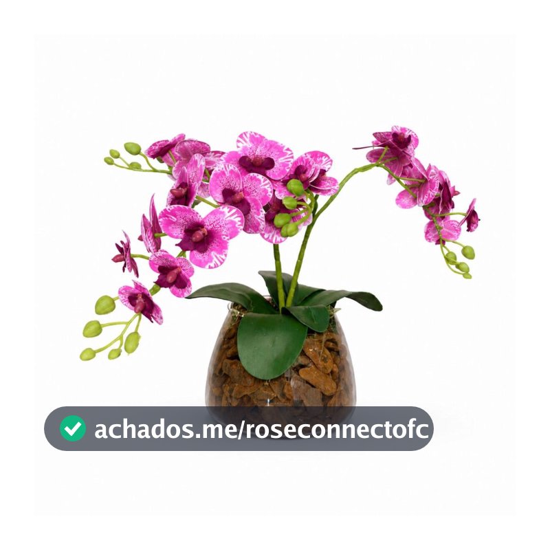 ARRANJO ORQUIDEA ARTIFICIAL 3D HASTES VASO VIDRO INCOLOR