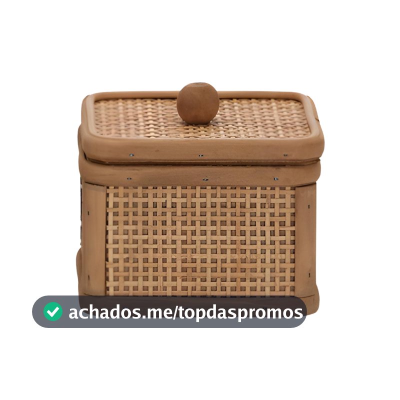 Caixa Decorativa Organizadora Em Rattan Boho Chic Com Tampa