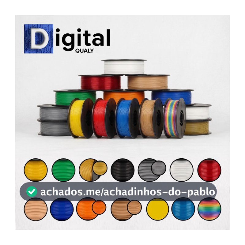 Filamento PLA 1kg Digital Qualy 1.75mm Para Impressora 3D Alta Precisão - Várias Cores