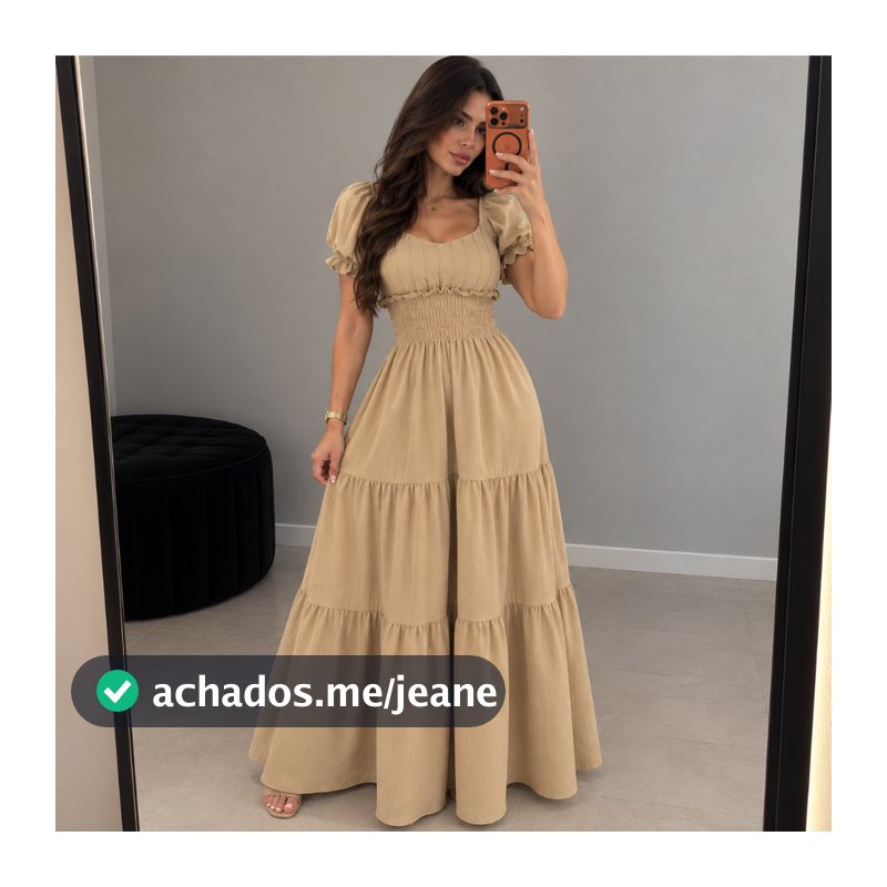 Vestido Longo Feminino De Manga Curta com Bojo Três Marias - Maxma 8410