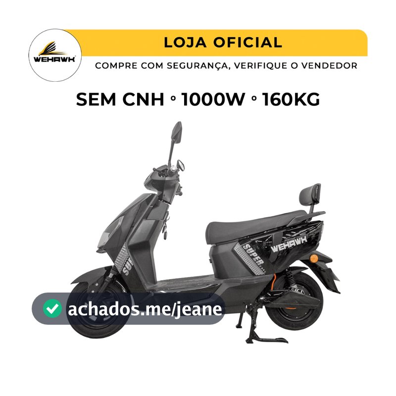 Scooter Moto Elétrica WeHawk Super WX-05G 1000W 60V 20Ah Bateria de Chumbo 🇧🇷