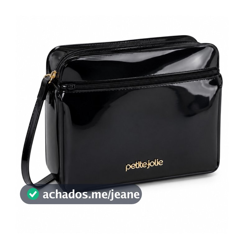 Bolsa Feminina Petite Jolie Crossbody Tiracolo Verniz J-Lastic Preto Original
