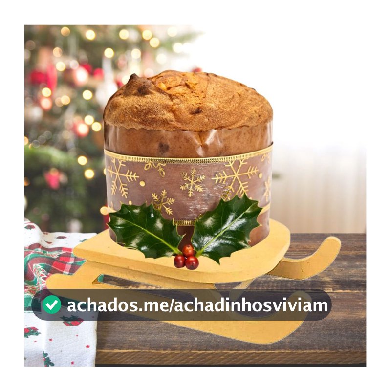 Porta Panetone Trenó Papai Noel MDF Decoração Natalina Mesa Posta Natal