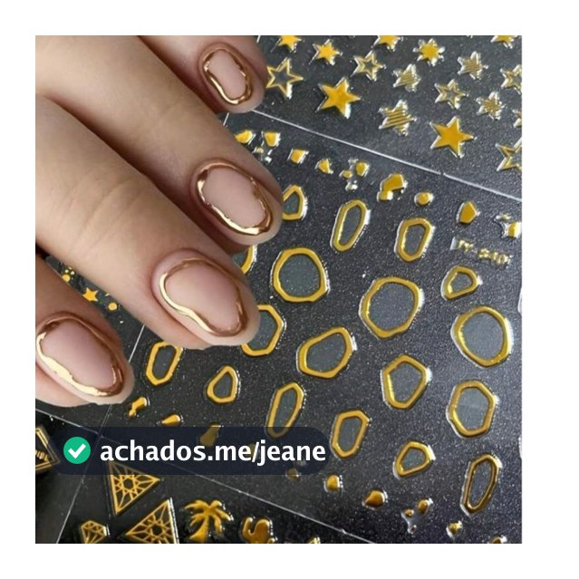 Adesivos para unhas Dourados/Pratas  3D- Nail art designer - unhas decoradas