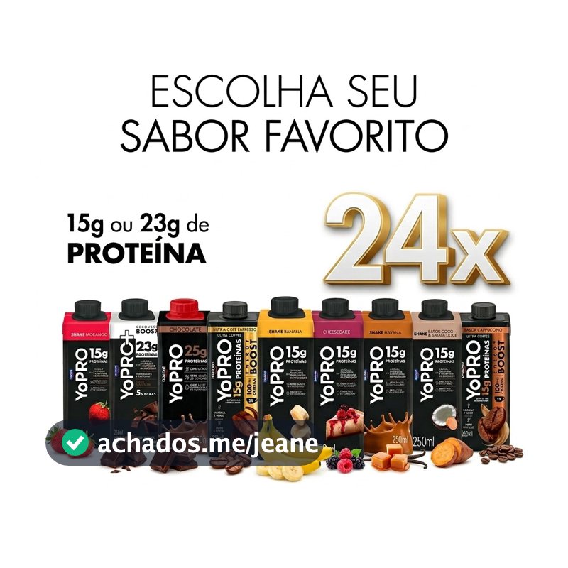 YoPRO Danone 250ml 15g e 23g Proteína Zero Lactose | Baunilha Café Chocolate Morango Banana Havanna e Mais Sabores