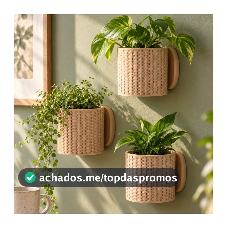 Vaso Suspenso Floreira de Parede Cesta Trançada para Plantas Suculenta Pendente Decoração Varanda Sala Kit