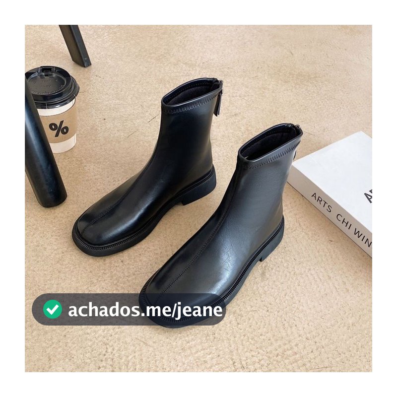 Botas curtas femininas planas Martin botas 2025 primavera Chelsea botas finas estilo britânico dedo do pé quadrado botas