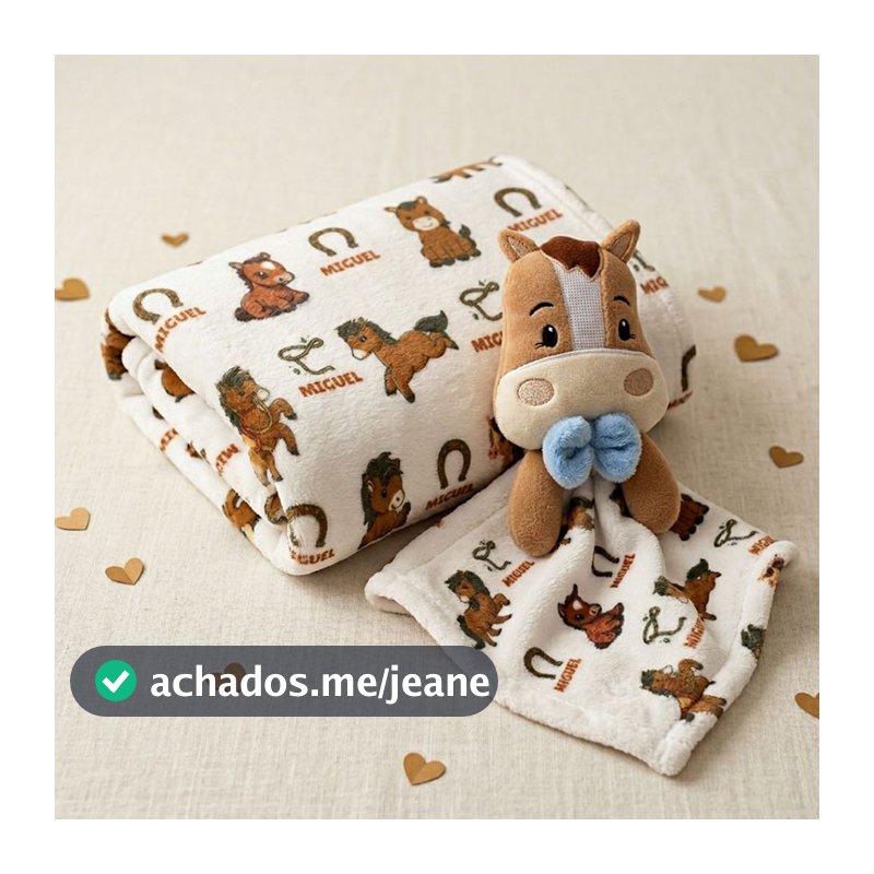 MANTA + NANINHA PARA BEBE PERSONALIZADA - CAVALO