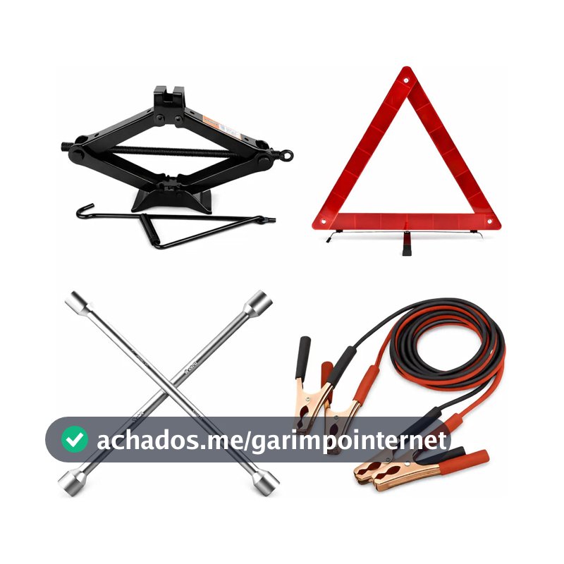 Kit Estepe Carro Macaco Triangulo Chave Roda Cabo De Chupeta