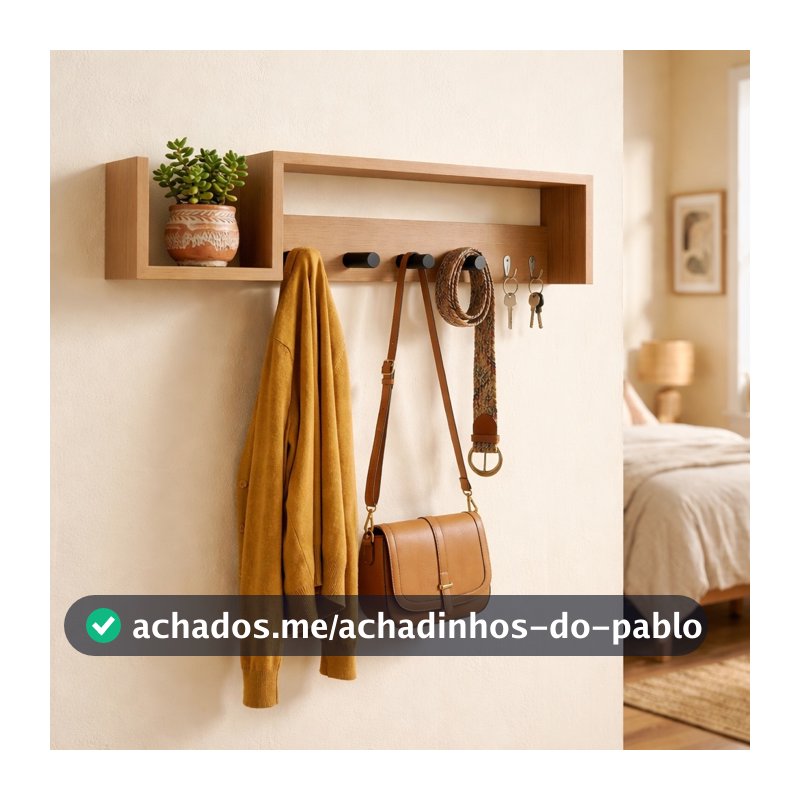 Porta chaves de parede pendurador de bolsa blusa carteira cabideiro quarto hall entrada prateleira