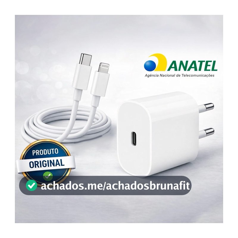Carregador Turbo 20w bivolt Compatível iPhone USB-C  Carregamento Turbo Compatível iPhone 7 8 X XR 11 12 13 14 Compacto