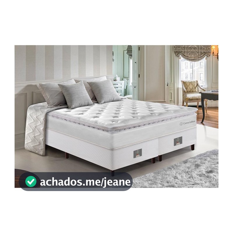 Cama Box King Colchão + Box 193x203 Molas Ensacadas Cama inBox Confort Snow