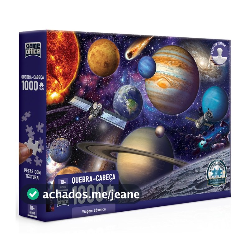 QUEBRA CABEÇA VIAGEM CÓSMICA 1000 PEÇAS TOYSTER PUZZLE SISTEMA SOLAR SOL TERRA PLANETAS SATÉLITE LUA