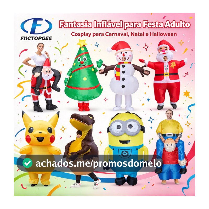Fantasia Inflável Papai Noel e Alce, Traje Cosplay para Adulto e Criança, Natal Carnaval Halloween