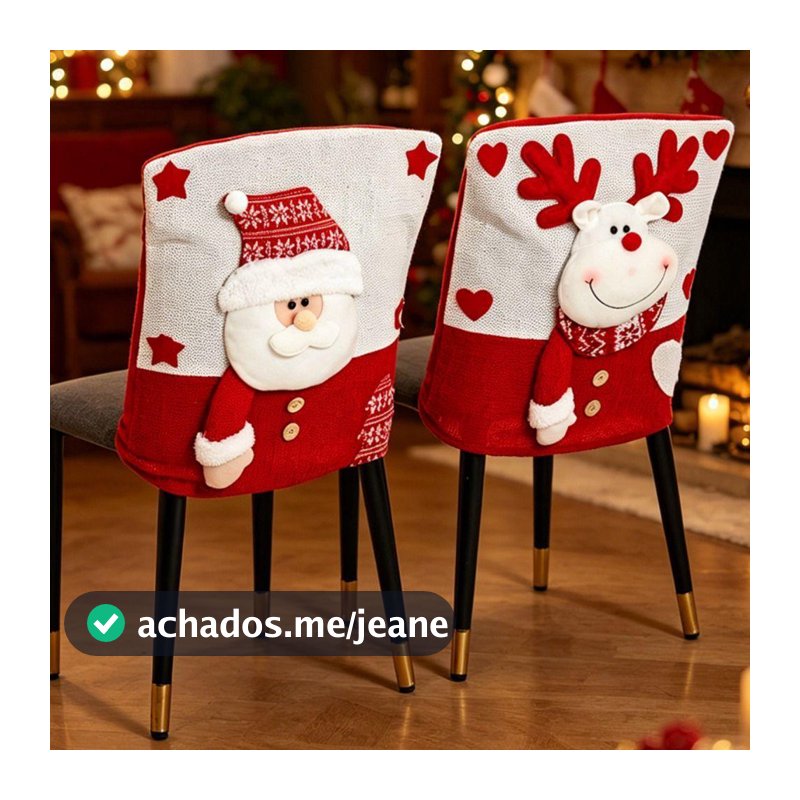 Capa De Assento De Cadeira De Jantar De Natal , Capas De Rena De Boneco De Neve Confortáveis De Banco De Pelúcia De Dese