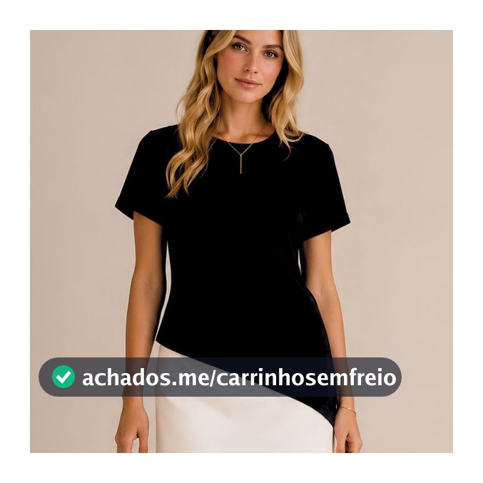 Blusa Feminina Barra Assimétrica 100% Algodão Básica Casual Manga Curta Confortável Leve para Dia a Dia