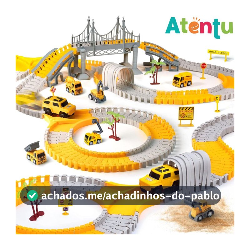 Pista de Carrinhos Construção com 98, 180 e 345 Peças Brinquedo Infantil com Carrinho