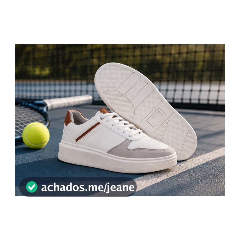 Tênis Masculino Sapatênis Gym Academia Skate Skatista Reta Tênis Couro Sintético Casual Branco Café Conforto Original