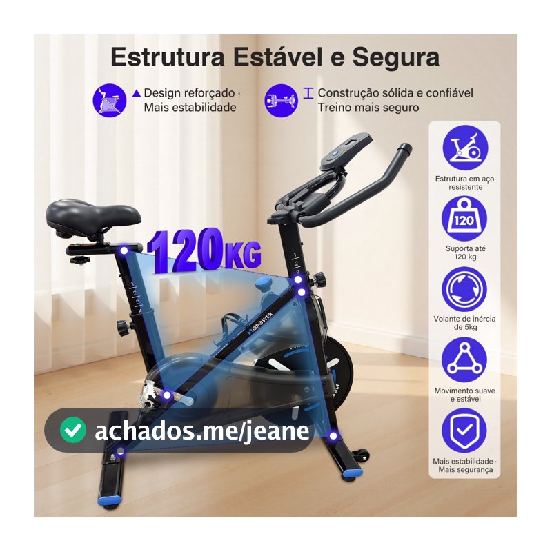 Bicicleta Ergométrica Spinning MOPOWER Profissional Silenciosa Academia em Casa Suporta 120kg Volante 5kg com Monitor