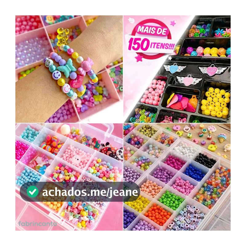 Miçanga Infantil Para Pulseira Colar e Brincos Com Cordão De Elástico Toymix