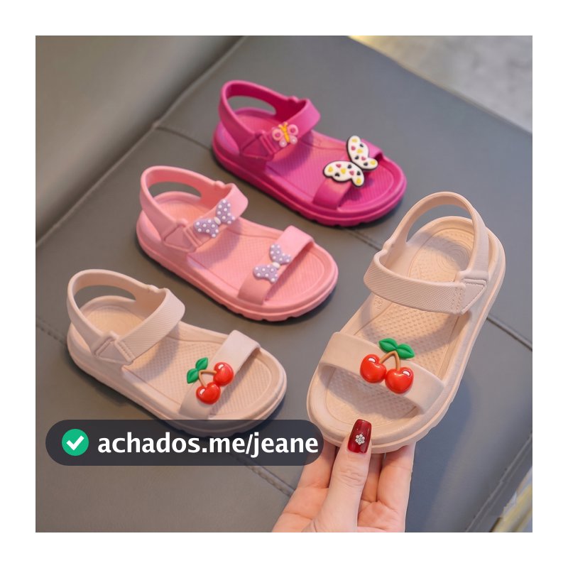 Sandália Infantil Feminina Nuvita Leve Confortável Antiderrapante com Apliques de Menina